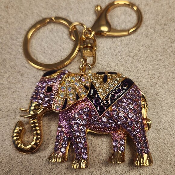Unbranded Accessories - Elephant Bag Charm/Key Chain Purple & Pink Sparkles NEW